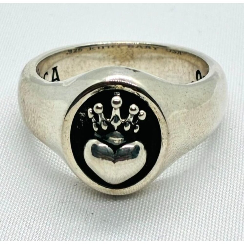 King Baby Crowned Heart Ring Sterling Silver 925 Size 10
